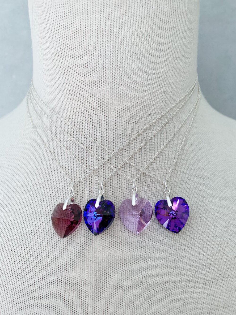 Swarovski Crystal 18mm Heart Pendants, Sterling Silver